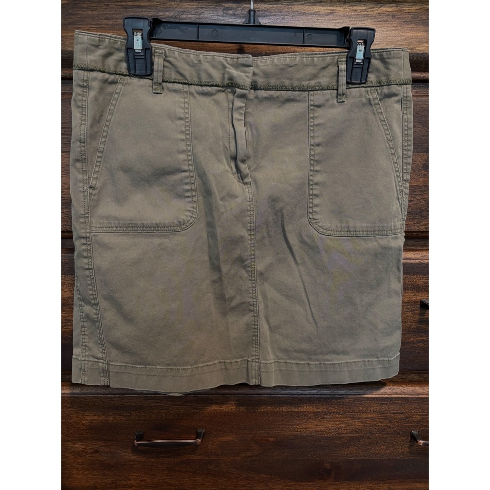 Ann Taylor LOFT Womens Olive Green Khaki Cotton Utility Mini Skirt Size 6